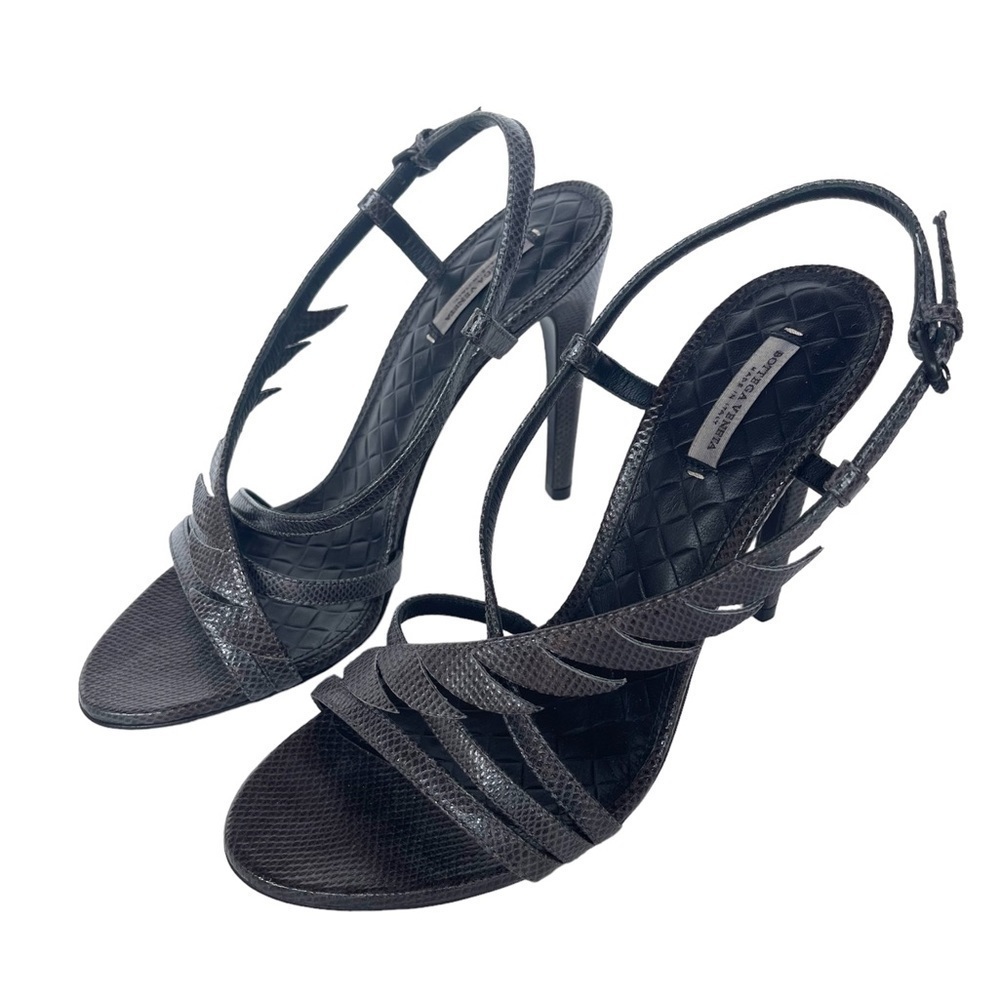 Bottega Veneta Black Alligator Leather Heeled Sandal US 6